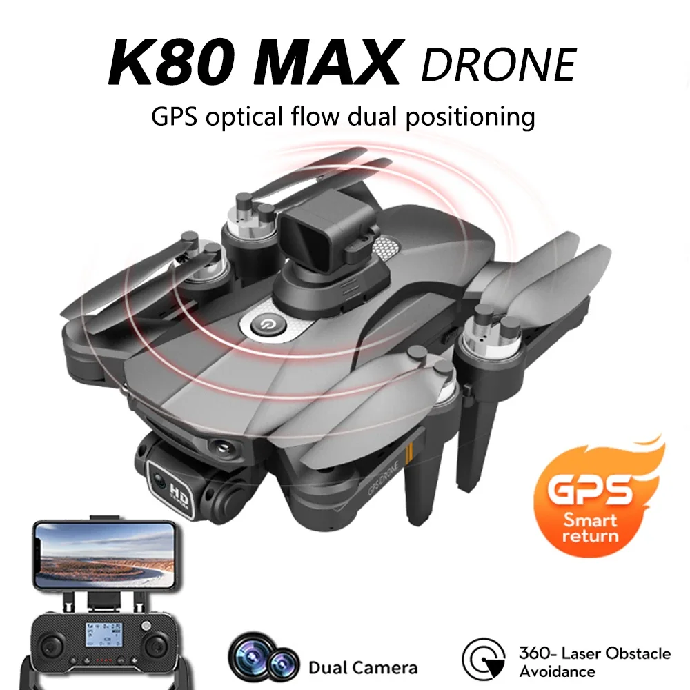 

K80 Pro Max Drone 5G WiFi FPV Brushless Motor 360° Laser Obstacle Avoidance GPS Return 8K HD Dual Camera RC Quadcopter Drone Toy