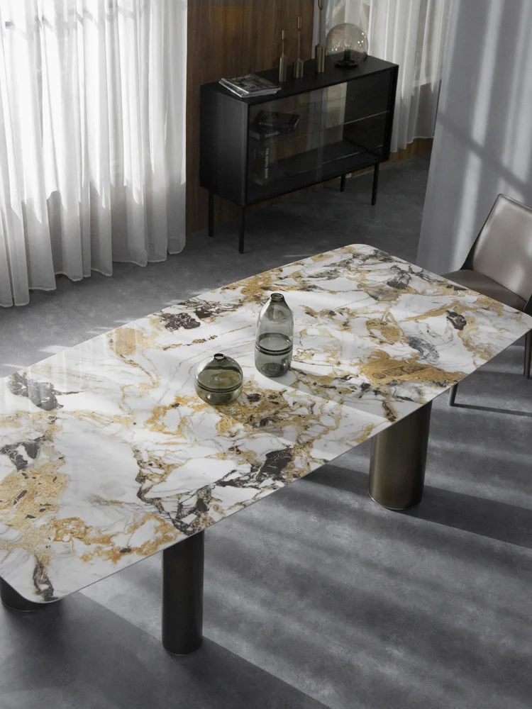 Luxury Stone Rock Plate, Household Marble Simple Modern Light Dining Table