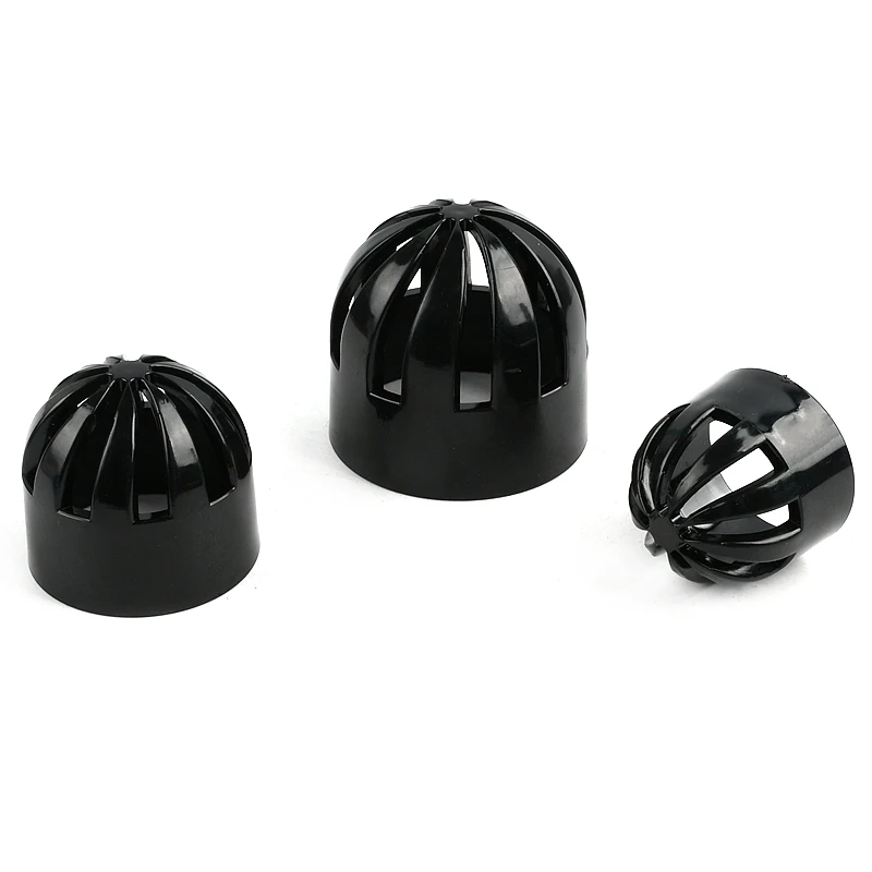 1/2Pcs Black PVC Vent Cap 20~50mm Fish Tank Permeable Seafood pool Overflow Pipe Fittings Filter Isolation Aquarium Pipe Fitting