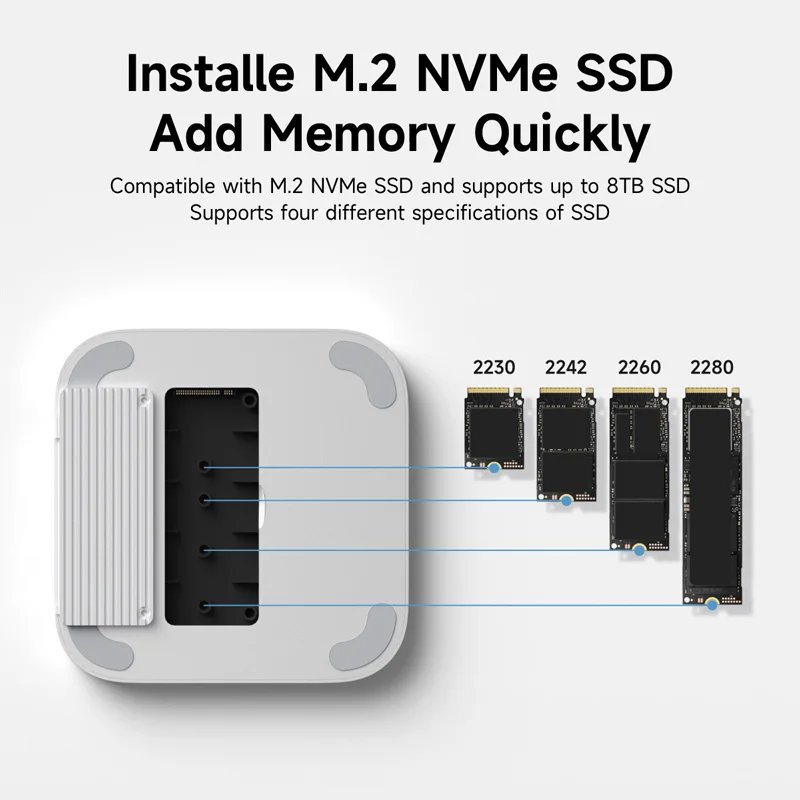 Hagibis USB C Hub مع محطة إرساء M.2 SSD من النوع C لجهاز Mac mini M4/M4 Pro 4K 60 هرتز USB 3.2 Gen2 SD/TF 4.0 Dock Stand