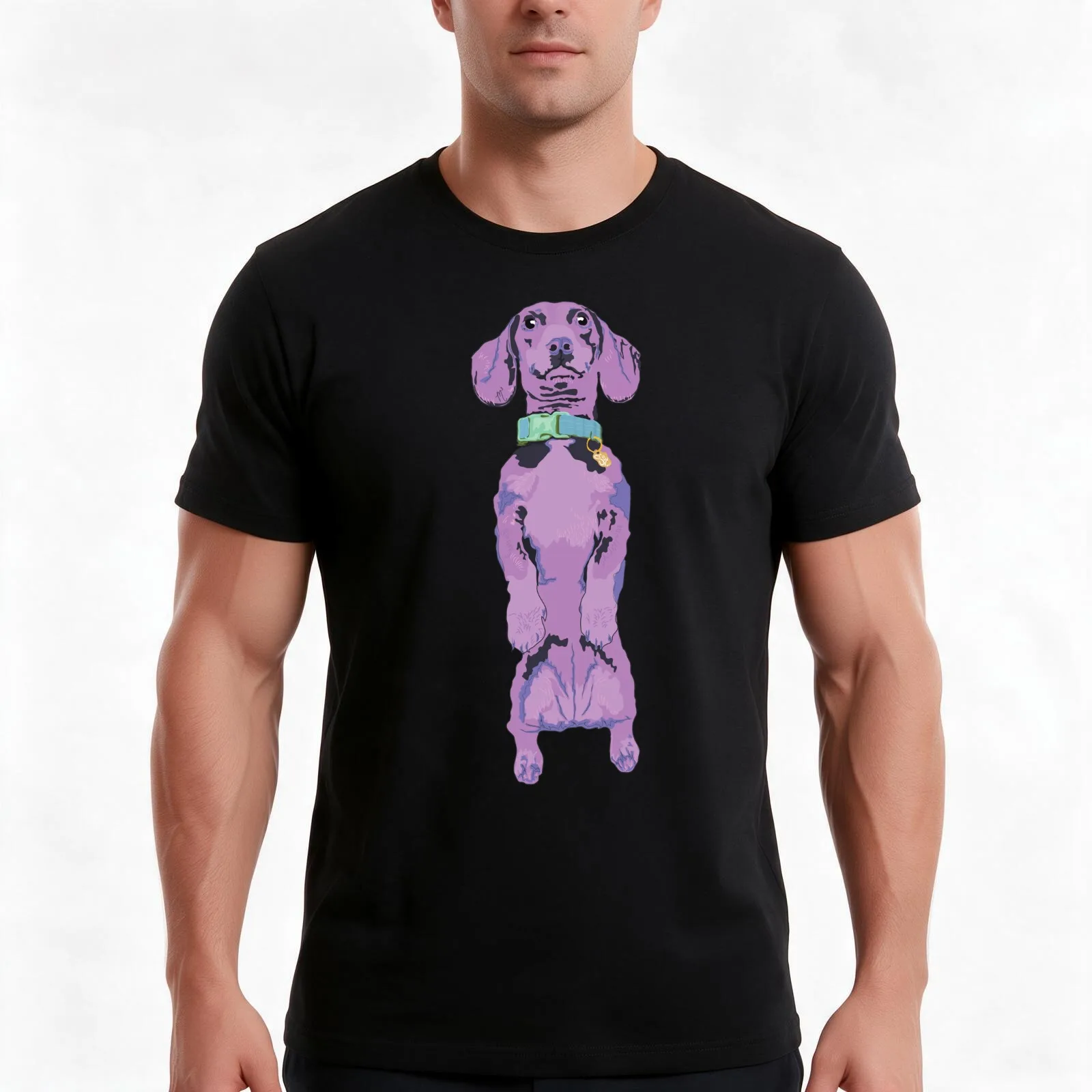 Weenie Dog T-Shirt, Summer Casual Cotton Tee, Oversized Streetwear Tops, Vintage Graphic Print, Loose Fit Short Sleeve