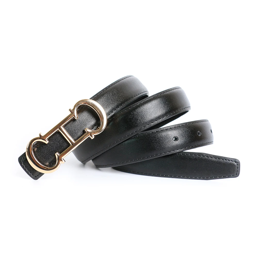 1pc/2pcs Narrow Fashion Soft Dress Waist Strap for Jeans Alloy CH Buckle Women High Quality Leather Belt 2.3cm Width Waistband