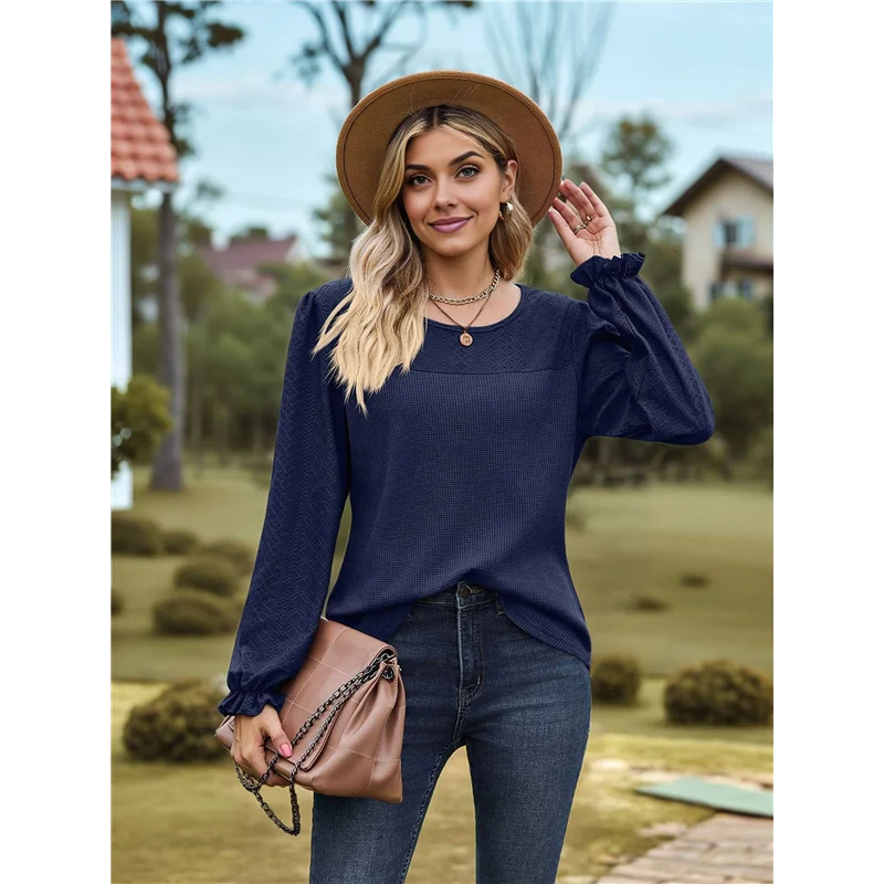 

CGS-Women's Long Sleeve Shirts Crewneck Casual Loose Tunic Tops Dressy Work Blouses Fall Fashion Clothes 2025