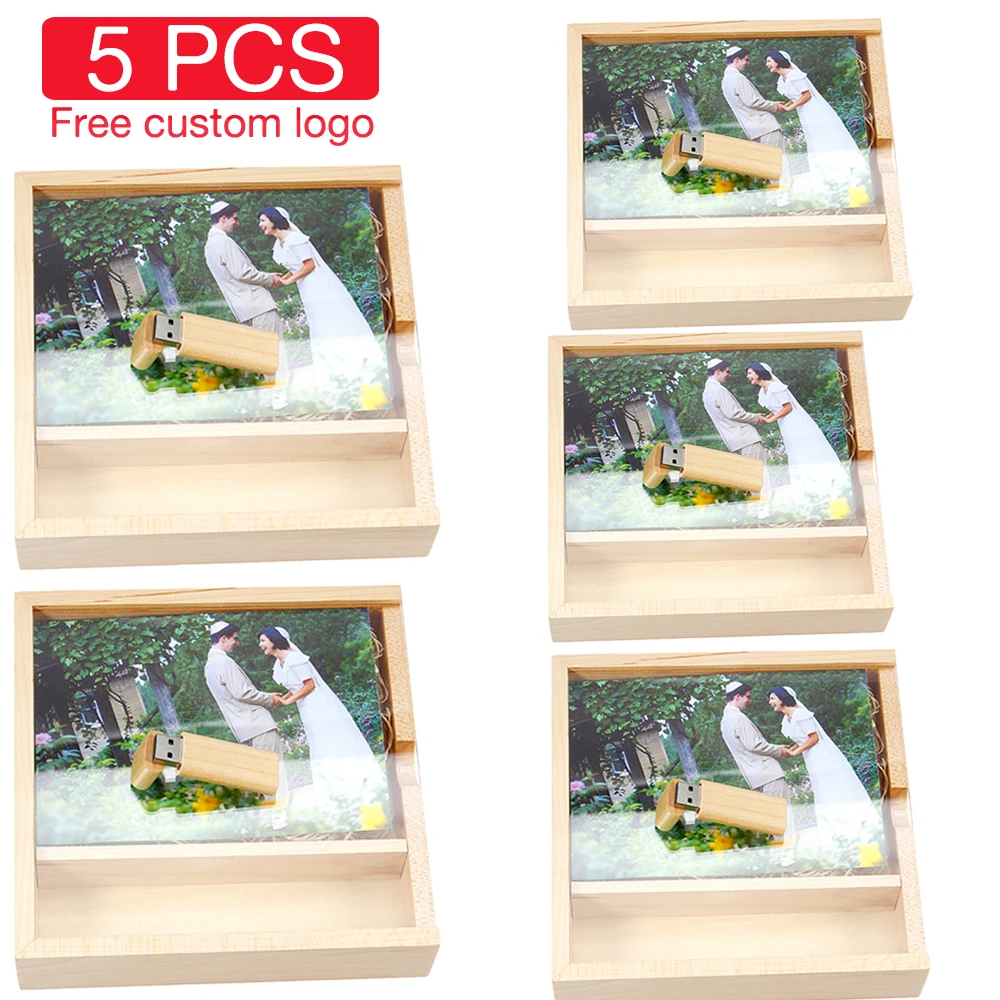 

JASTER 5PCS USB Flash Drive 128GB Personalized Customization Memory Stick 64GB Album Box High Quality 32GB Creative Gift 16GB