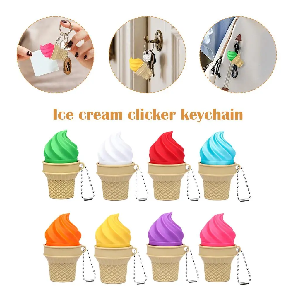 Llavero Sensorial con Forma de Cono de Helado, Juguete Mecánico con Sonido, Alivio del Estrés, Mini Colgante de Comida, Regalo Sorpresa