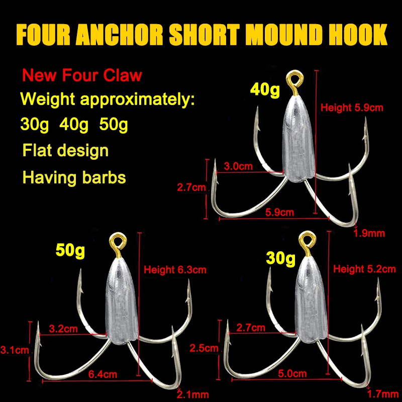 Anti Rust Hooks Super Large Anchor Hooks Carbon Steel Fish Hooks Four Claw Weight Hook Anchor Hook