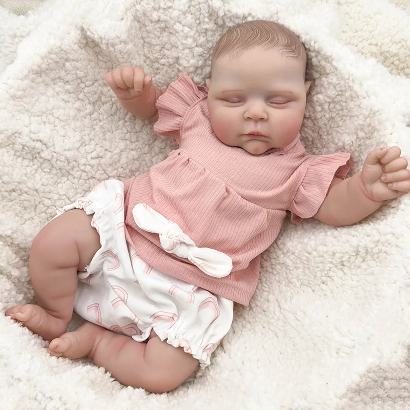 48cm Peaches Soft Body Reborn Baby Doll Lifelike 3D Skin Multiple Layers Painting with Hand Painted Hiar Touch Doll