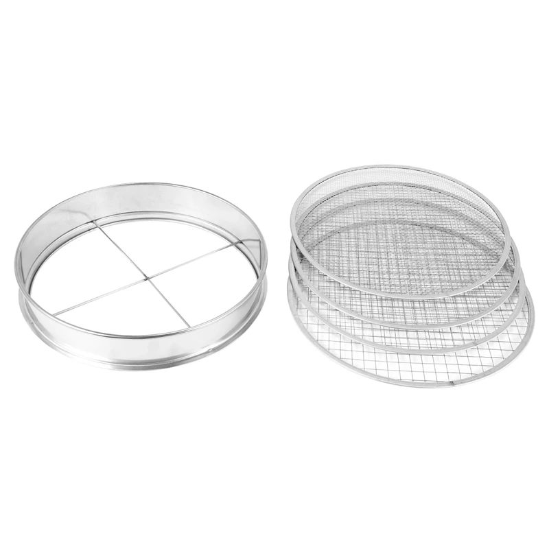 Garden Potting Mesh Sieve Sifting Pan - Stainless Steel Mix Soil Filter 4 Sieve Mesh Filter(1/8In,1/4In,3/8In,And 1/2In)