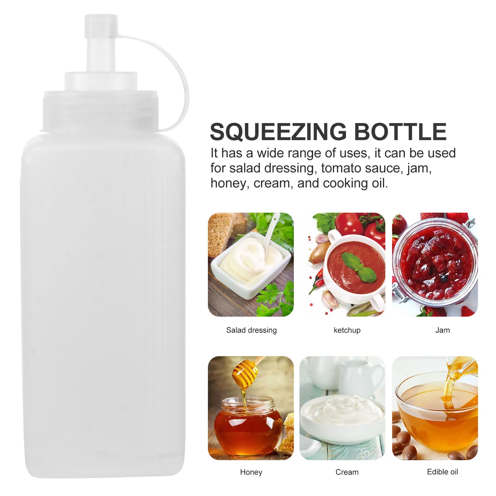 

2Pcs Squeezing Bottle 14.1MM Diameter Food Containers Sauce Dispenser Plastic Bottles Salad Dressing Storage Kitchen Gadgets