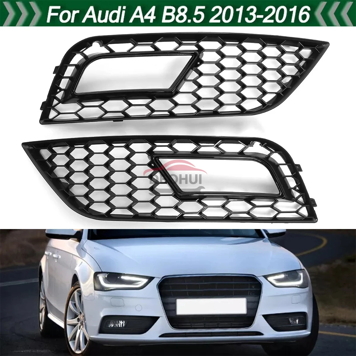 

1 пара переднего бампера автомобиля, решетка противотуманной фары для Audi A4 B8.5 2013-2016, сотовая сетка, противотуманная фара, решетка в стиле RS4, гоночная решетка, крышка