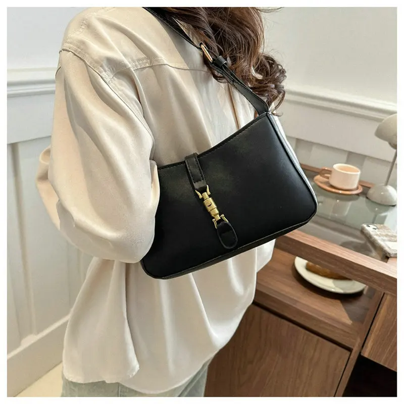 Classic Underarm Bags For Women Luxury Designer Handbags And Purses 2024 New In PU Vintage Lock Decoration Casual Small Shoulder