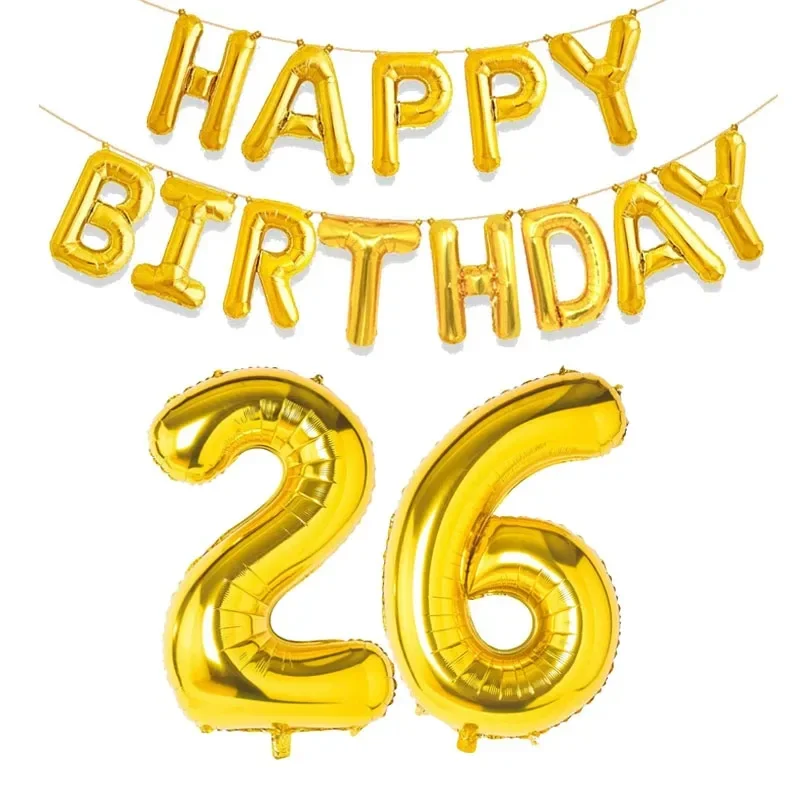15 Stück goldene alles Gute zum Geburtstag mit Zahlen-Folienballons für Kinder und Erwachsene, Party-Dekoration, Junge, Mädchen, 10, 18, 20, 25, 30, 35, 40, 50, 60 Jahre alt – Detail 19