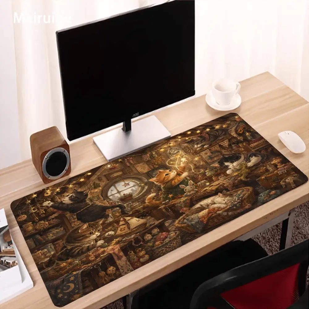 Cats Mouse Pad Anti-slip Desk Mat For Bedroom Study Gaming Setup Big Desk Pad Gamers Computer Desktop Decoration Keyboard Mat