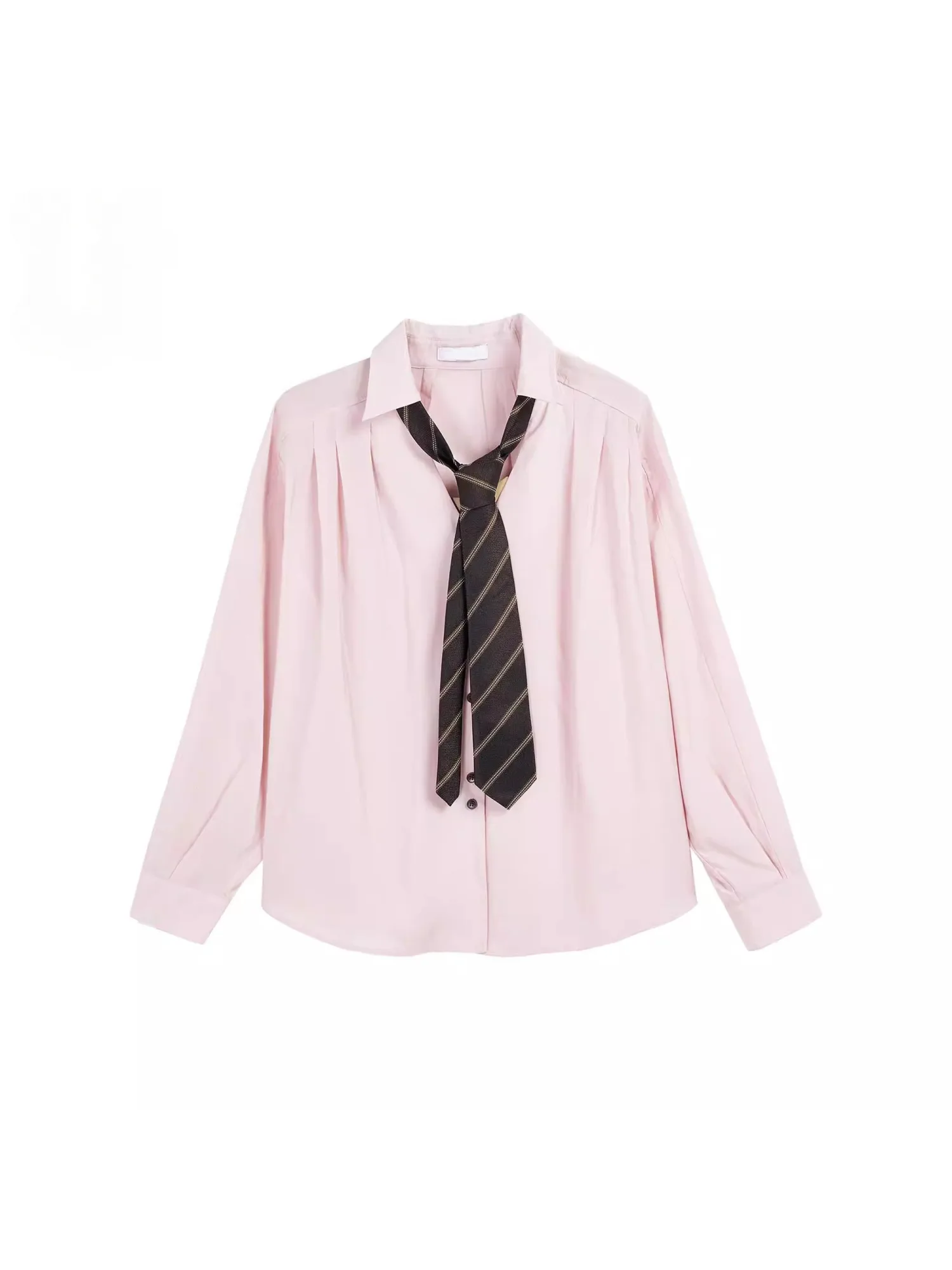 

Pink irt Women's Loose Fit Versatile Belted Slimming Top Korean Sle Long Sve Polyester Fiber Spring 2026