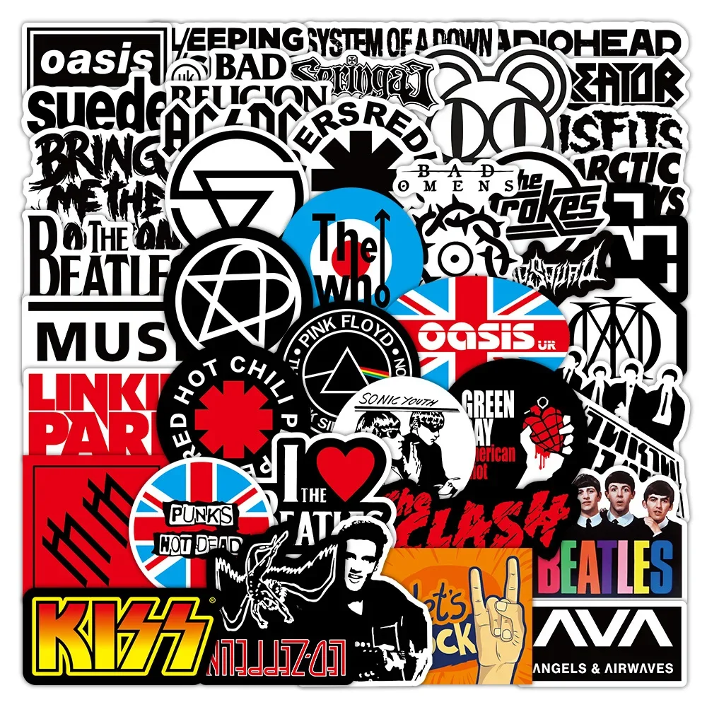 10/56 pezzi divertenti cartoni animati rock band graffiti adesivi decorazione creativa custodia per cellulare fai da te notebook tazza d'acqua giocattolo regalo adesivo
