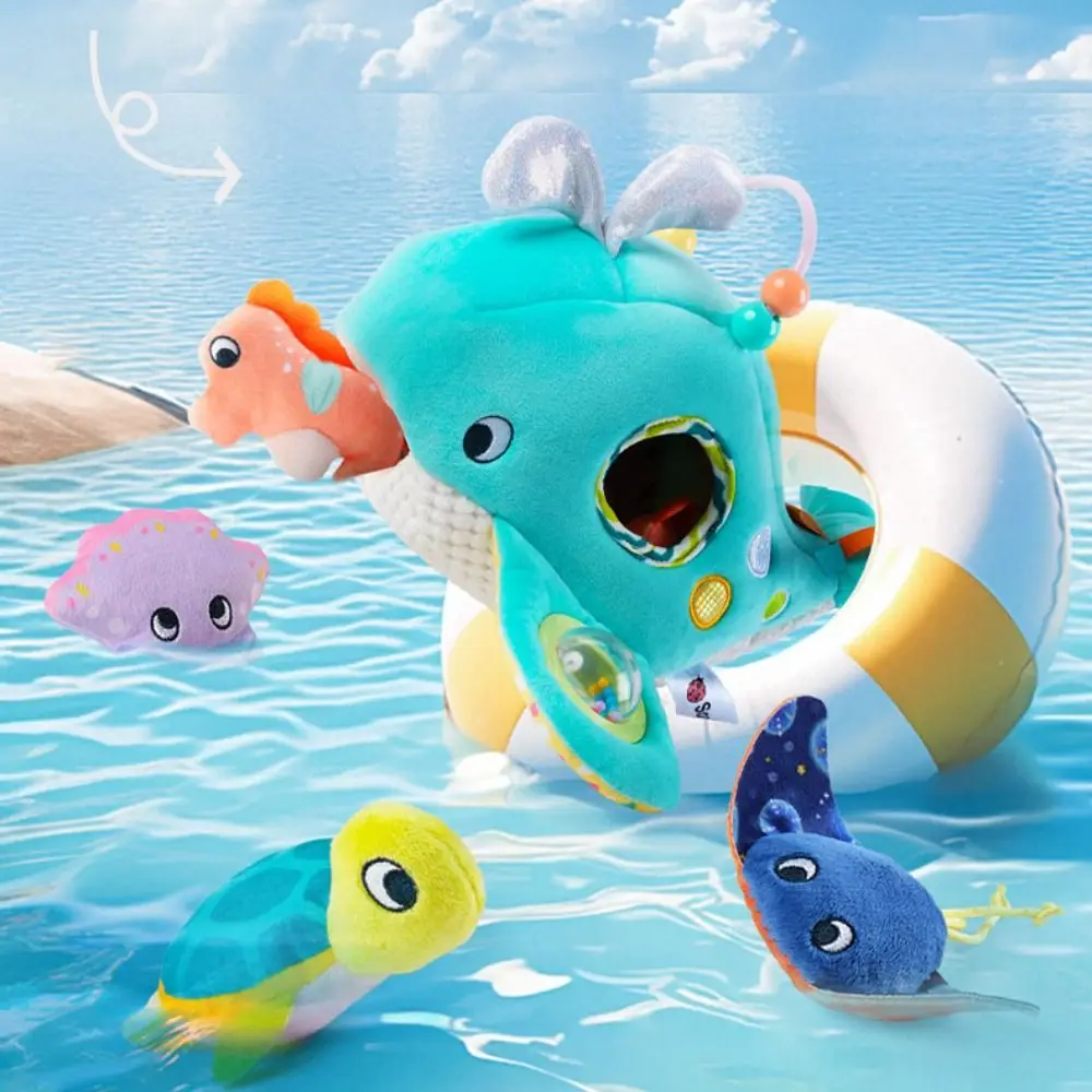 

PP Cotton Fishing Game Plush Toys Interactive Handmade Baby Fish Rattle Toys Cartoon Ins Soft Animal Stuffed Doll Kids Gifts