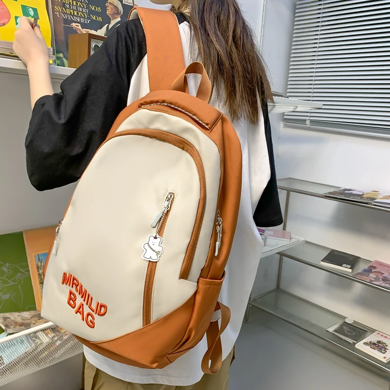 

Cute Panelled Women Backpack Quality Waterproof Nylon Kawaii Backpack Female College Student School Bag Leisure Travel Backbag