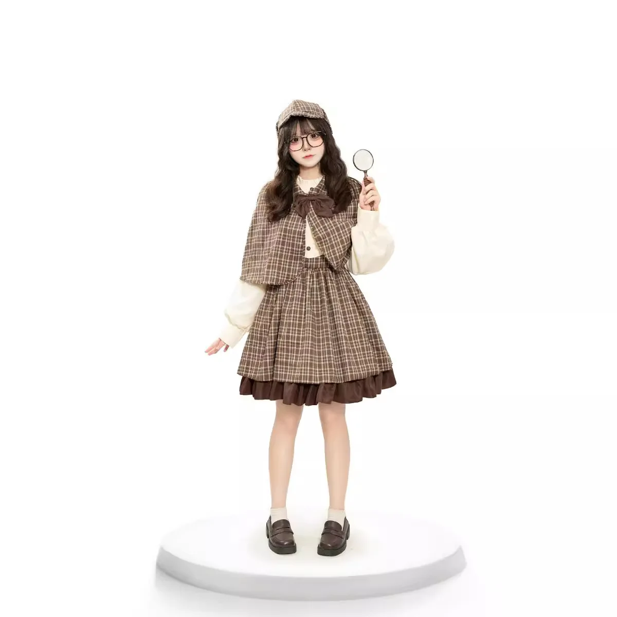 بدلة لوليتا للوالدين والطفل لعام 2025 على طراز الكلية البريطانية أزياء تنكرية للأطفال بدلة شيرلوك هولمز للمحقق مع شال