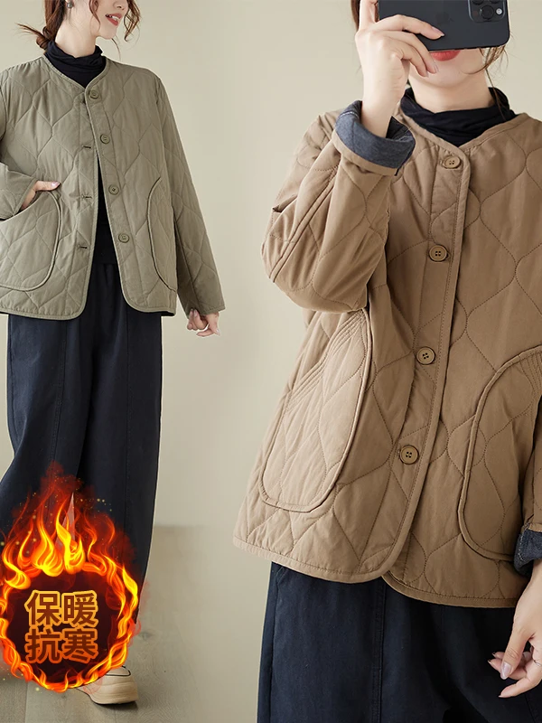 

Свободное хлопковое пальто Long Sve Cotton Jaet, женское круглое хлопковое пальто больших размеров на пуговицах, винтажное хлопковое пальто Sle Commute Faion