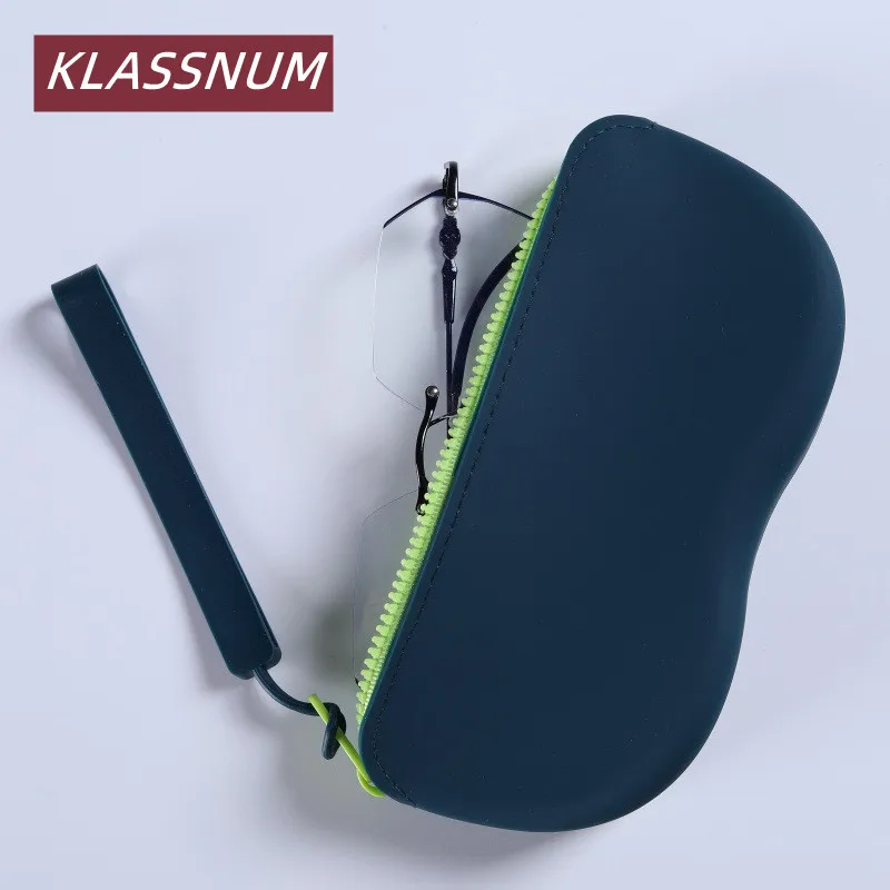 KLASSNUM لينة سيليكون سستة نظارات حقيبة النظارات الشمسية تخزين مقاوم للماء النساء اللون الغبار النظارات حامل نظارات