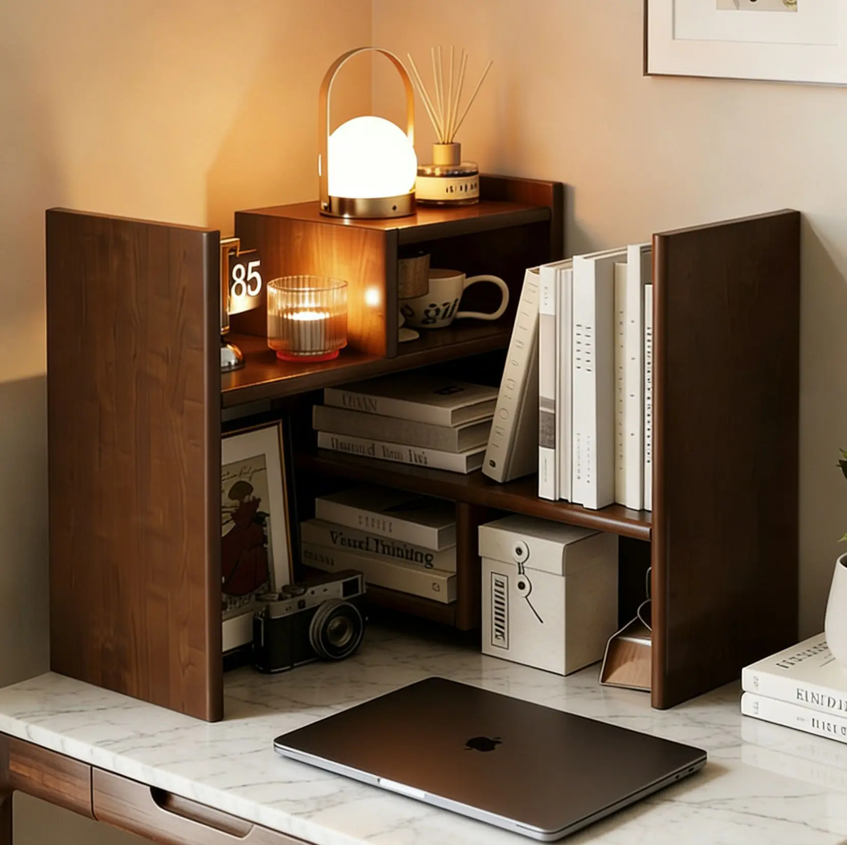Table bookshelf Solid wood corner shelf Student household countertop storage rack Locker