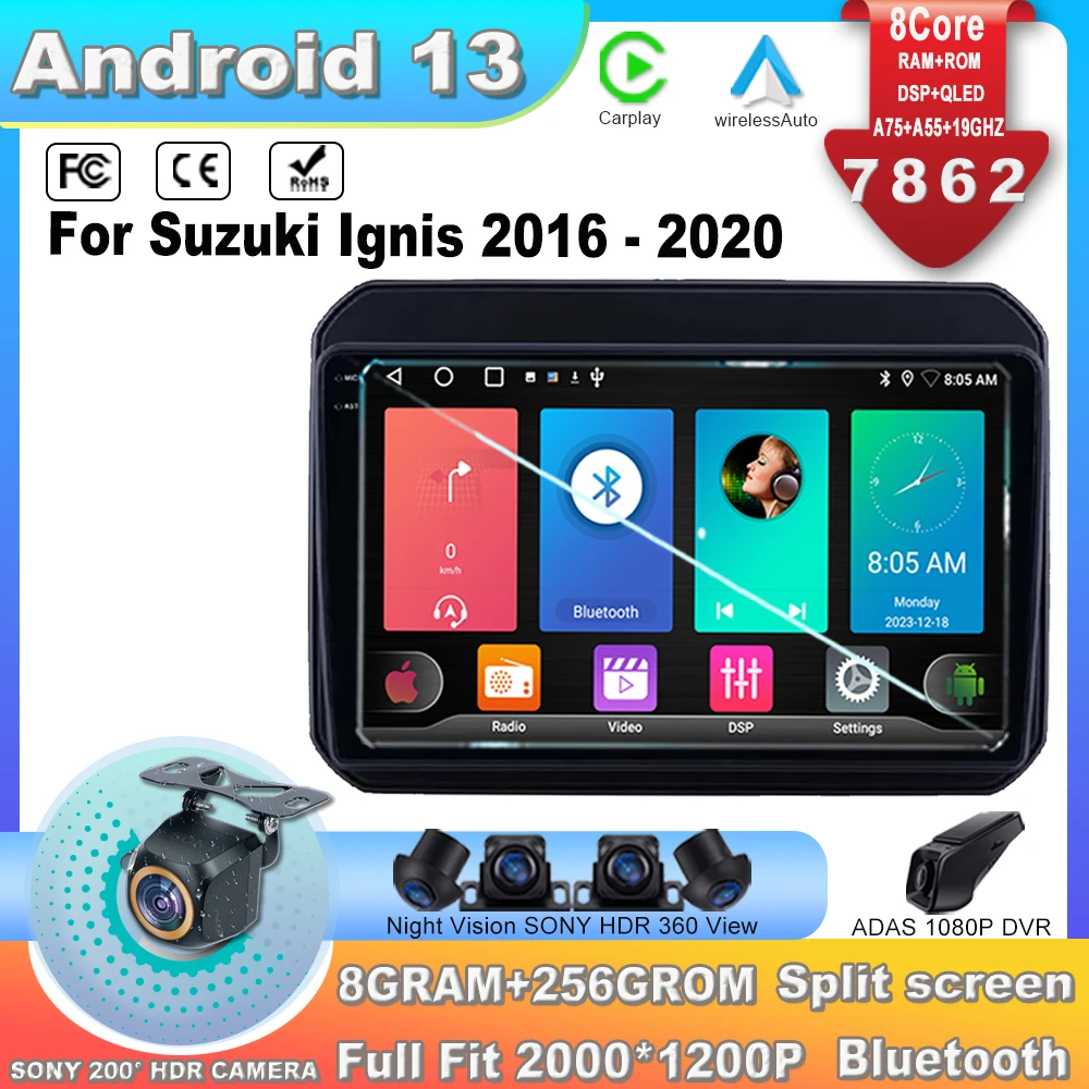 

Car Radio For Suzuki Ignis 2016 - 2020 Android 13 Multimedia Video Player Navigation GPS Stereo Video Player No 2din dvd 7862CPU