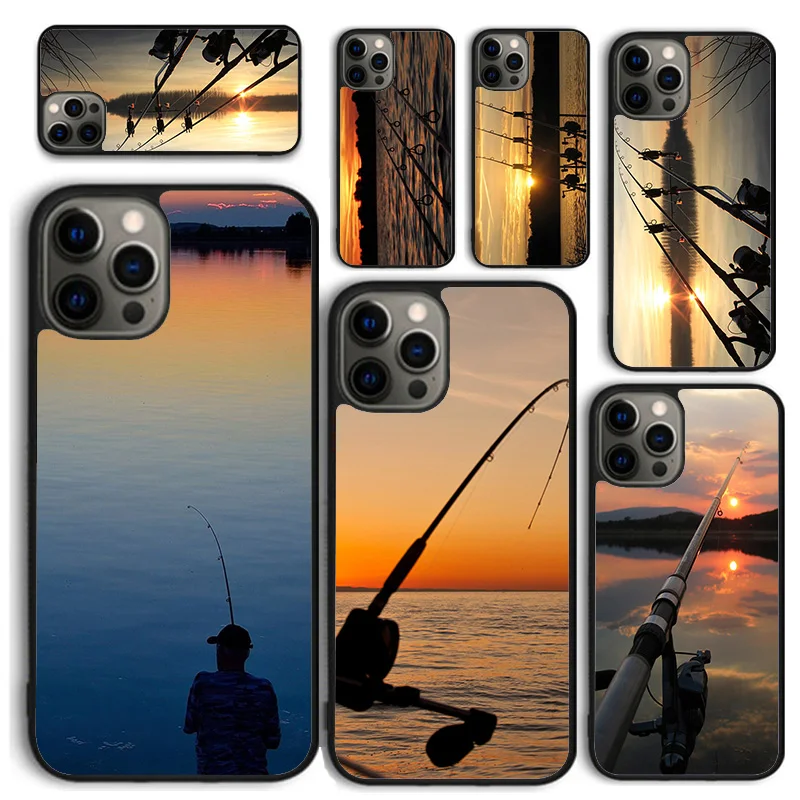 Funda iPhone con diseño Atardecer en Lago – Carcasa trasera para pesca - imagen 5