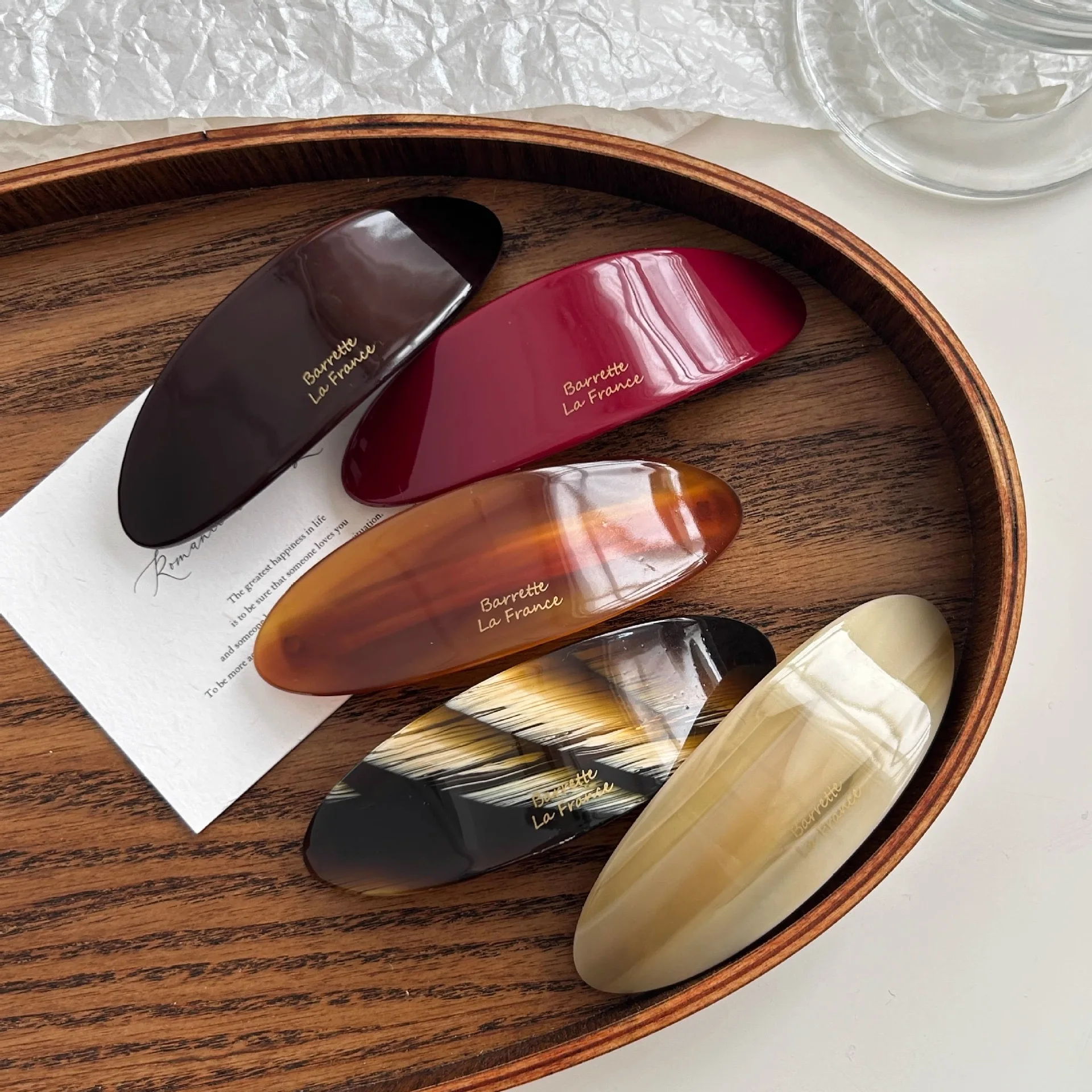 Pinza para el pelo de cola de caballo baja ovalada de acetato elegante de estilo francés para mujer, clip de resorte, accesorio para el cabello versátil, recién llegado