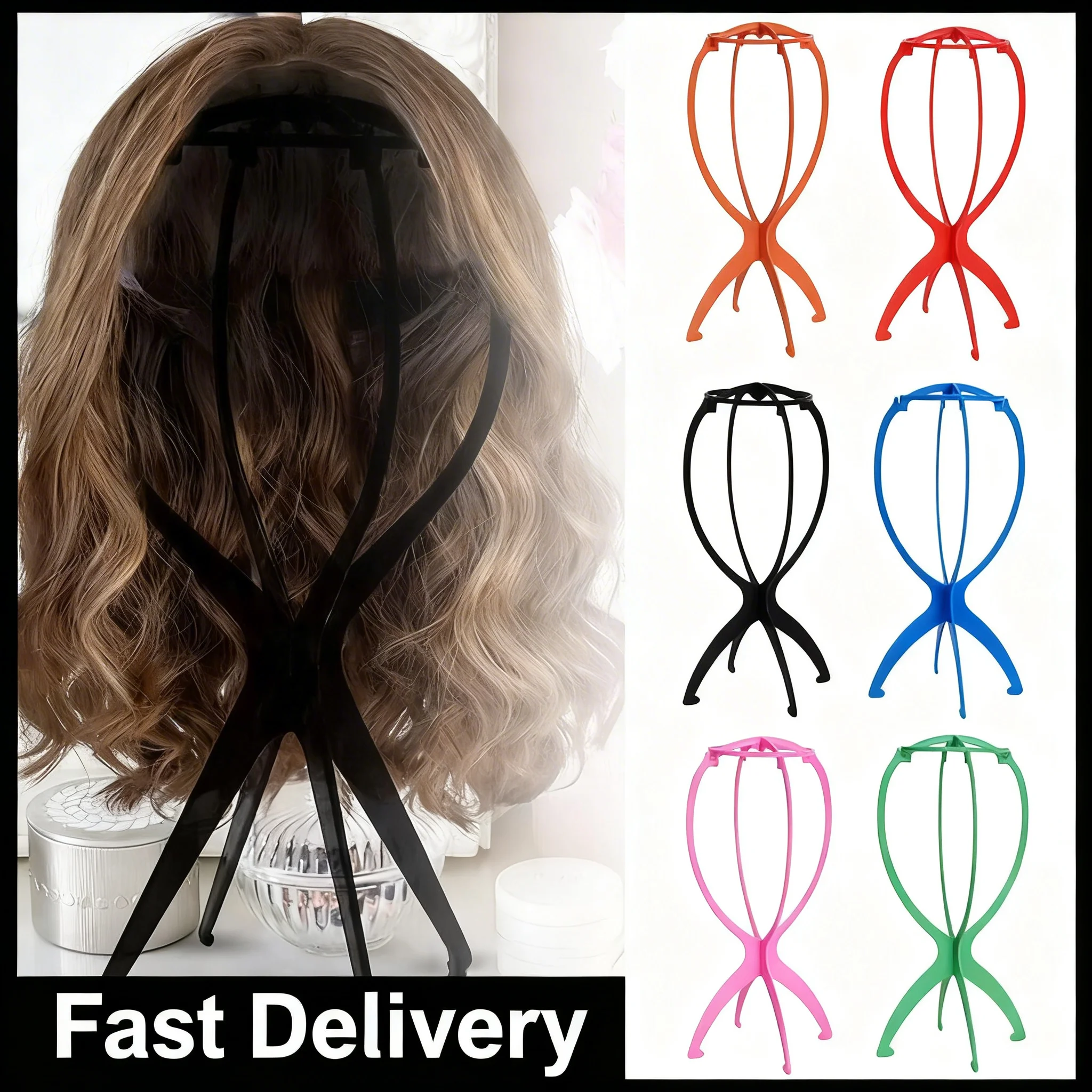 

1PC Folding Wig Stand Plastic Portable Hat Display Stand Adjustable Durable Barbershop Fashion Model Holder Home Salon Use Tool