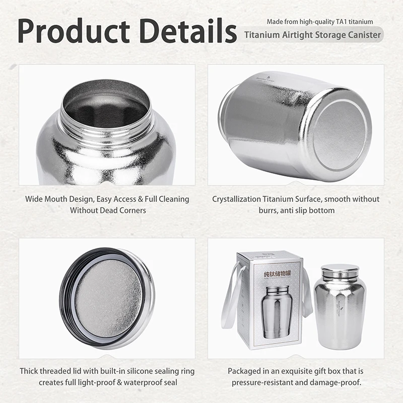 Boundless Voyage 3L Titan-Vorratsbehälter, langlebige Lebensmittelaufbewahrungsdose für Getreide, Nüsse, Kaffeebohnen, Tee, Müsli Ti3212A – Detail 2