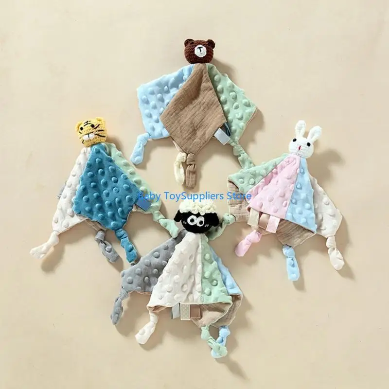 

R1WF Lovely Animal Soothing Towel Sleeping Companion Toy for Infants Toddlers