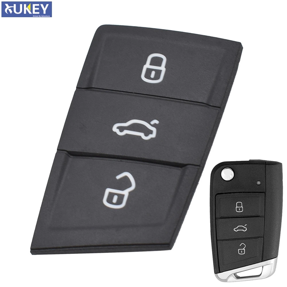 Car Remote Key Rubber Pad 3 Button For VW Polo Golf 7 Tiguan For Skoda Octavia Fabia Kodiaq Karoq For SEAT Ateca Leon Ibiza