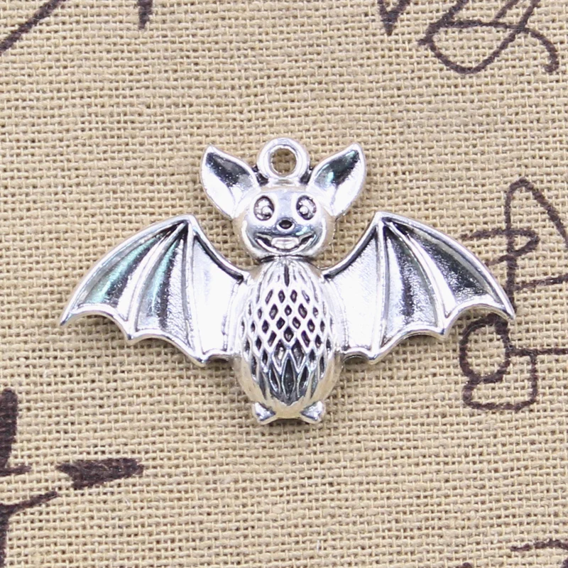 6pcs Charms Bat Vampire Dracula Halloween 26x40mm Tibetan Silver Color Pendants Antique Jewelry Making DIY Handmade Craft