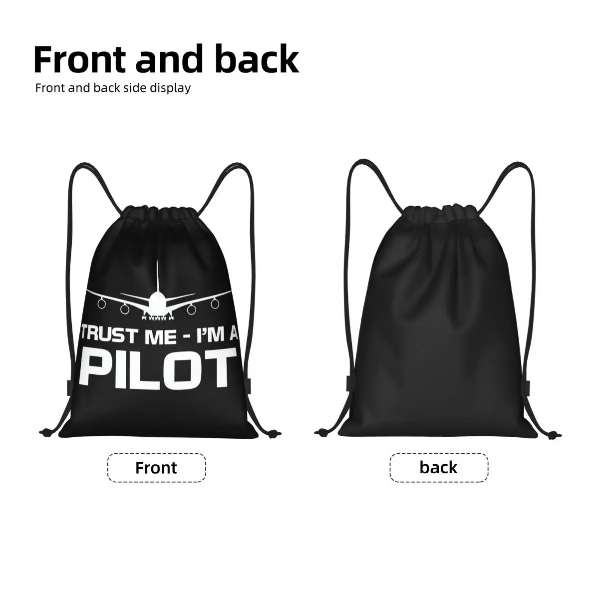 Custom Trust Me Im A Pilot Trekkoord Tas Mannen Vrouwen Lichtgewicht Vliegtuig Vliegende Vliegtuig Luchtvaart Geschenk Sport Gym Opslag Rugzak