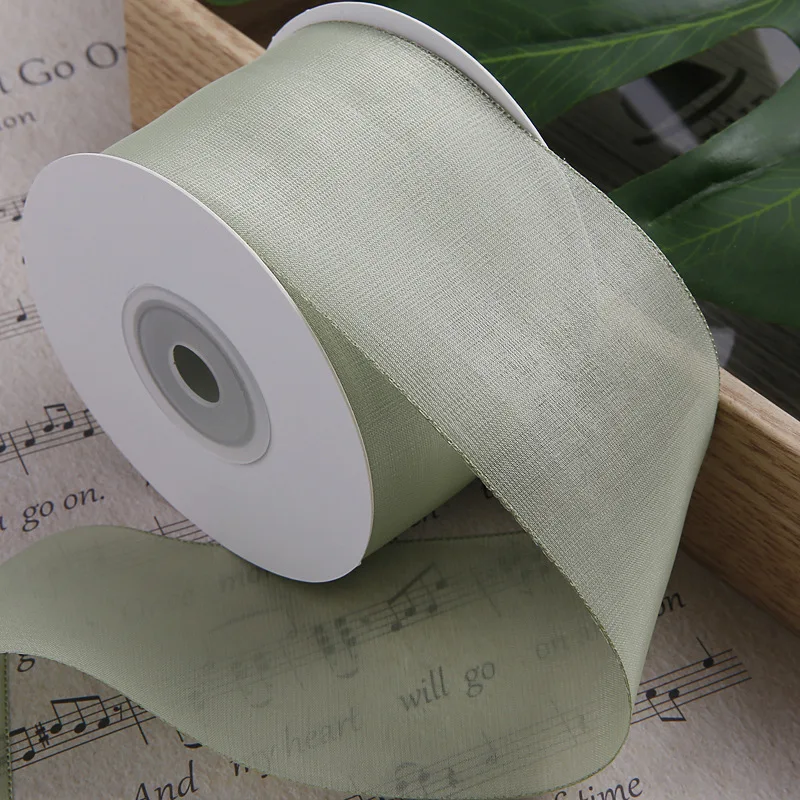 20 Yards 50MM Single Color Silk Silkworm Snow Yarn Ribbon Materials Headwear Hair Bows DIY Handmade Accessories Crafts Wrapping