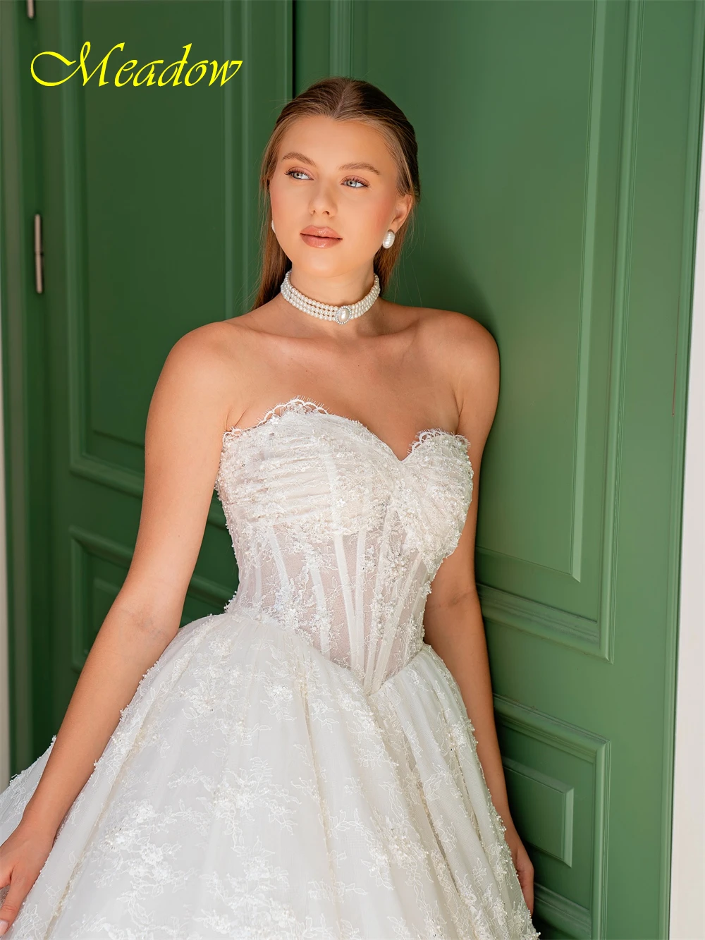 فستان زفاف أنيق من الدانتيل الأبيض مخصص كلاسيكي على شكل قلب بدون أكمام زي العرائس حالمة على شكل حرف a بأربطة من الخلف رداء de mariée #6