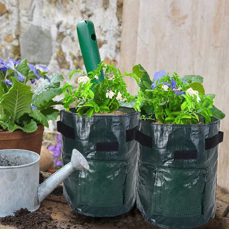 Potato Grow Bag PE Vegetable Grow Bags with Handle Thickened Growing Bag Vegetable Onion Plant Bag Outdoor Garden Pots