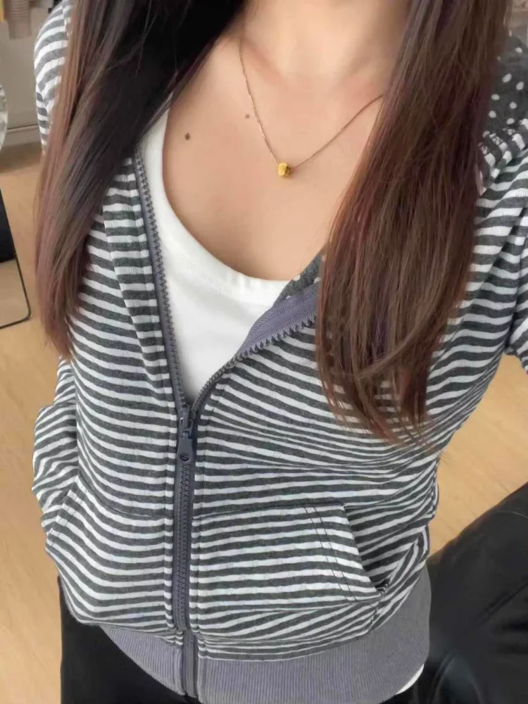 Chic Ins Sweet Cruel American Sweatshirts Spice Girls Stripe Slim Polka Dot Tops Hoody Short Small Fellow Women Clothing view 2