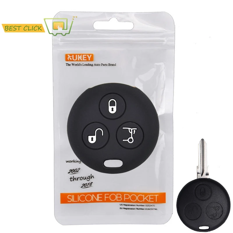 Para Smart Fortwo City Roadster Forfour funda de silicona para llave de coche cubierta sin llave Fob Shell piel llavero Protector de soporte