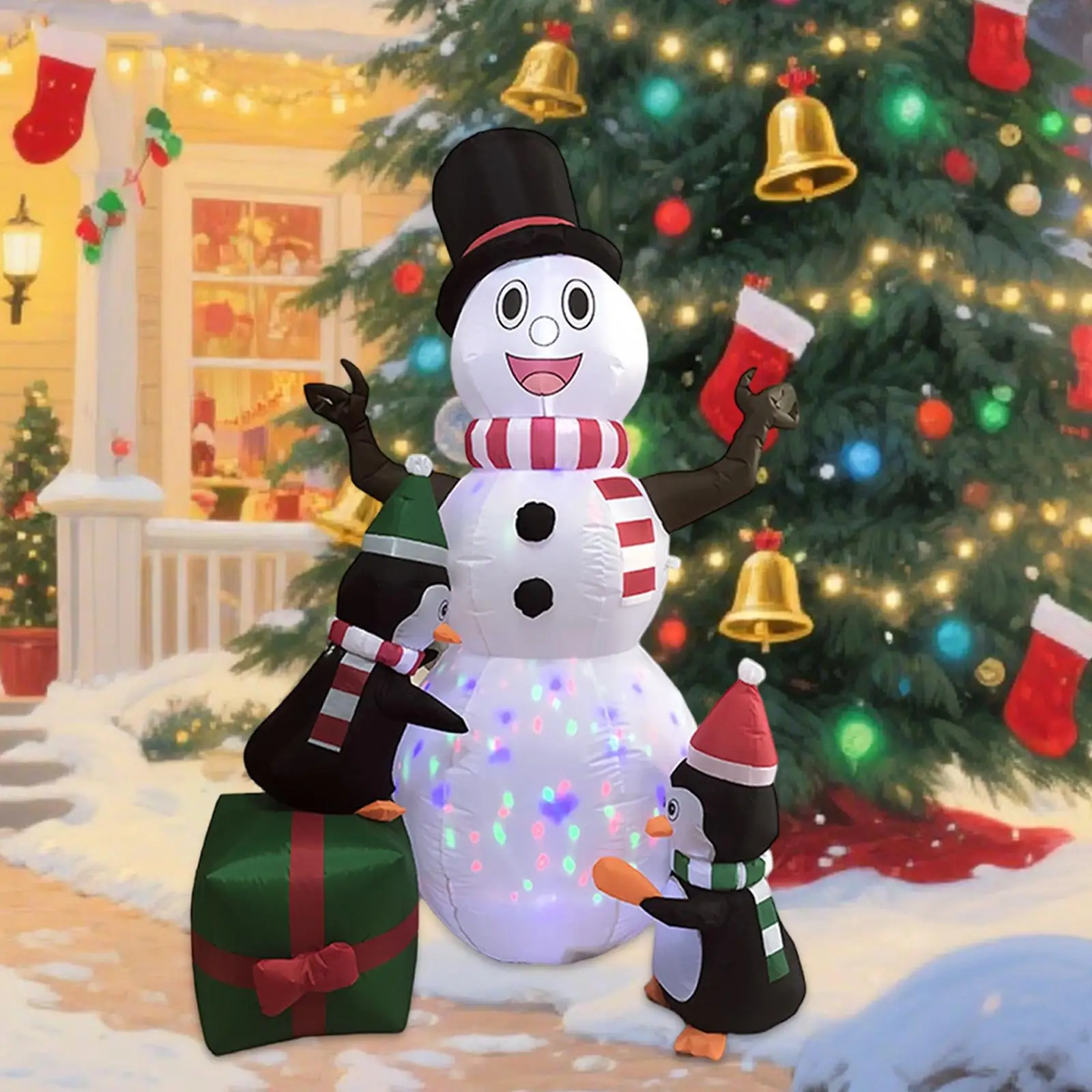 

Christmas Inflatable Snowman Penguin Ornament, Xmas Decoration, with Light for Garden