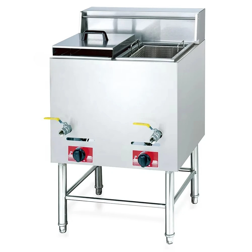 Hurtowa Frytownica Prasa Powietrzna ze Stali Nierdzewnej 26l do Restauracji, Komercyjna Frytownica na Gaz LPG