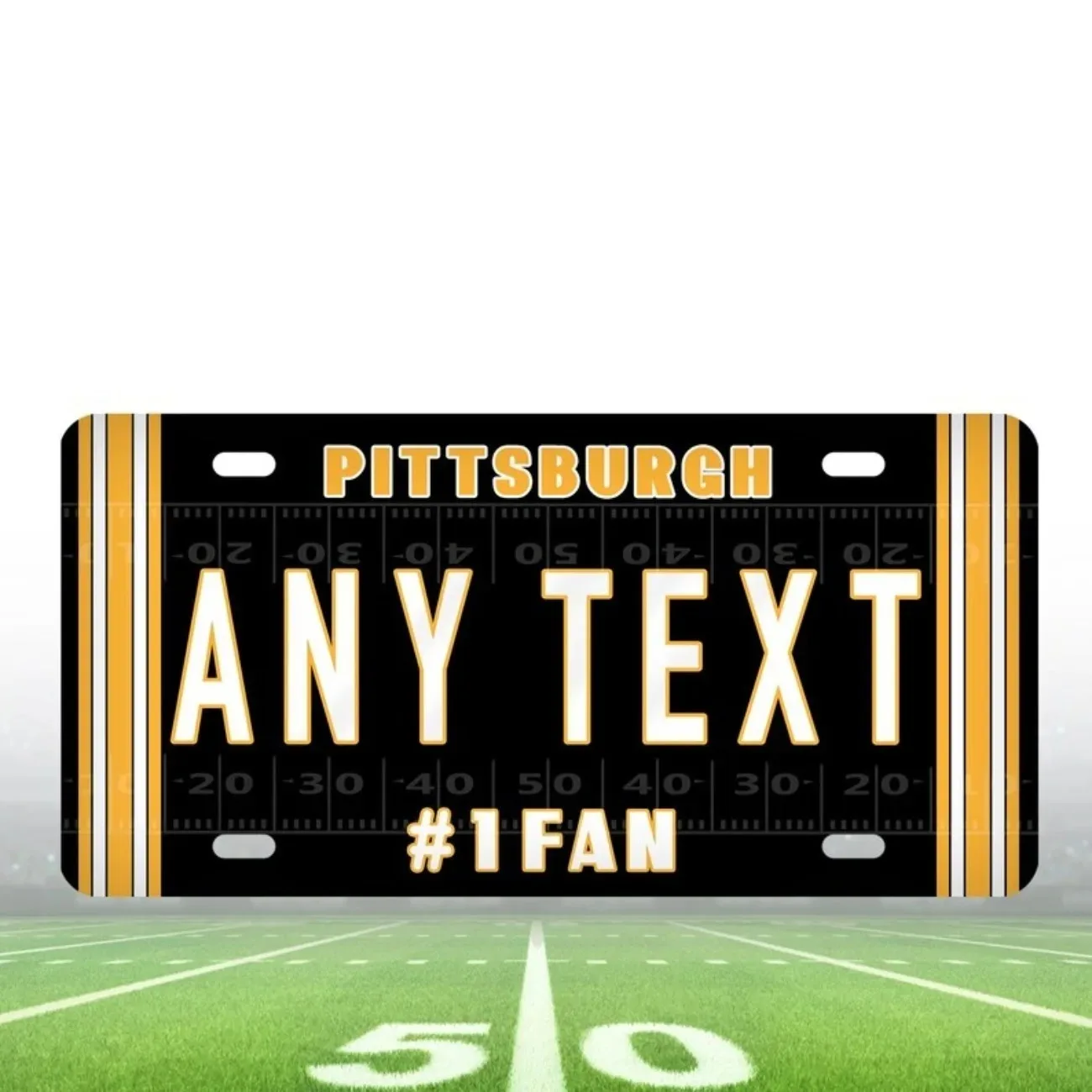 Personalized Pittsburgh Steelers Aluminum License Plate, 6-Time Champions Legendary Commemorative Decor for Car Home Garage Wall