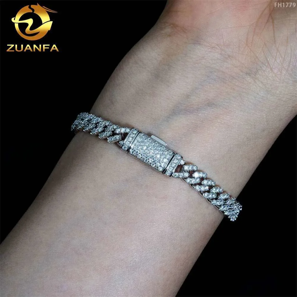 Selling 6mm Pass Diamond Tester 925 Sterling Silver Hip Hop Iced Out Vvs Moissanite Cuban Link Chain.