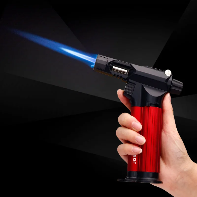 Creative Shape Blue Flame Gun Torch Lighter Metal Body 360° Inverted Use One key to lock the fire Camping Tools