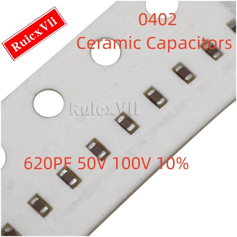 

(100pcs) 0402 620PF 50V 100V 10% 621K X7R 1005 SMD Ceramic Capacitors