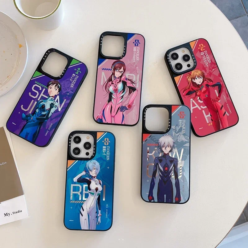 Evangelion Phone Case for iPhone 14 13 12 11 Pro Max MagSafe Anime Mirrors Fashions Non-slip Shockproof Protective Cover Gift