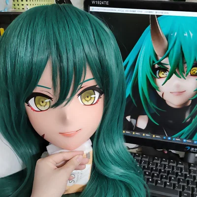 

(GLA09)Customize Character Resin Half Head Japanese Animego Cosplay Crossdressing Doll Anime Kigurumi Mask With Eyes And Wig