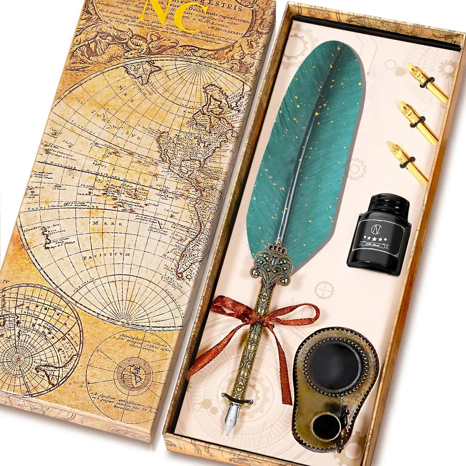 Elegant Quill Pen Set with Green Ink - Perfect for Calligraphy, Gifts, and Writing