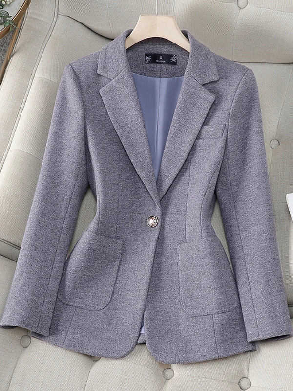 

Elegant Woolen Suiting Jacket Women's Commute Professional Style Waist-Cinching Autumn Winter New Arrival Fashionable