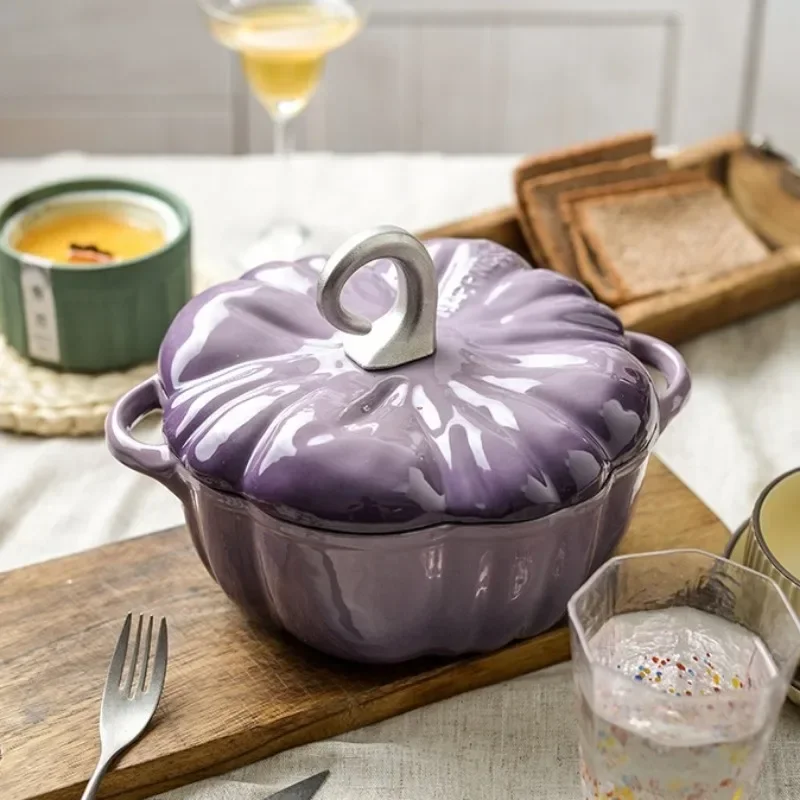 Cast iron cookware set Pumpkin cast iron cooking pot Enamel pots and pans Kitchen accessories Non stick pots for cooking hot pot
